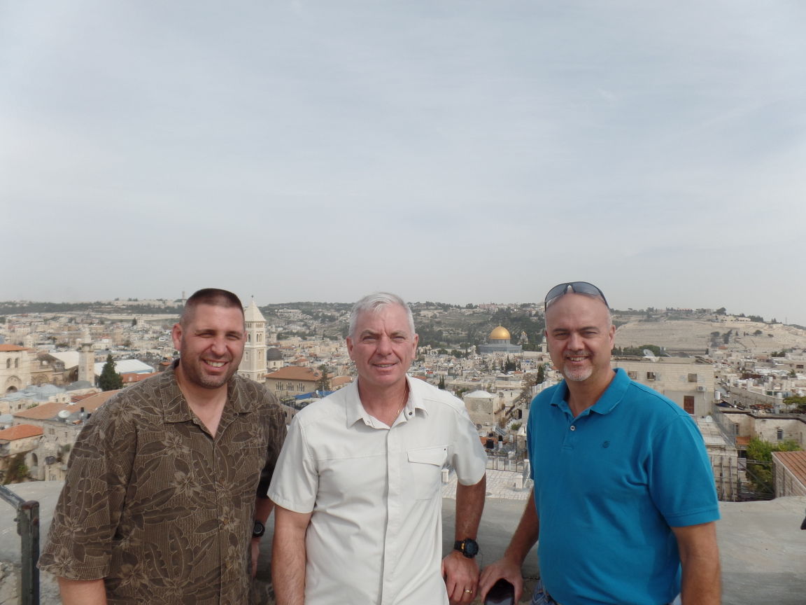 Capt. Gary Haba, from left, of the Beachwood Police Department tours the Old City of Jerusalem with Jim Hartnett, director of community-wide security for the Jewish Federation of Cleveland, and Mark Dowd, director of community security for the Jewish Federation of Cincinnati.